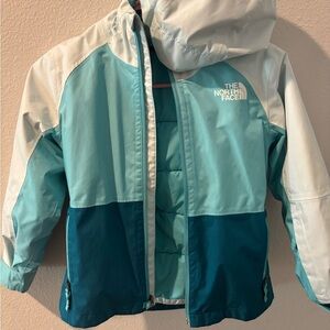 The North Face Kids' Teal and White Raincoat